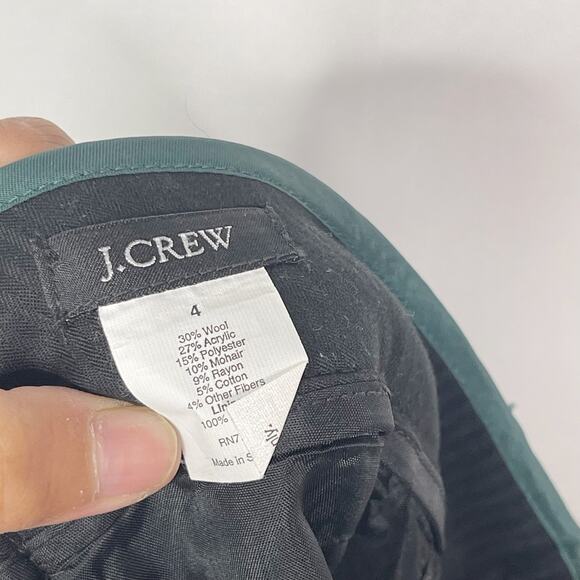 J Crew Size 4 Green Black Moss Tweed Mini Skirt in Evergreen Wool Blend Lined - Picture 6 of 7